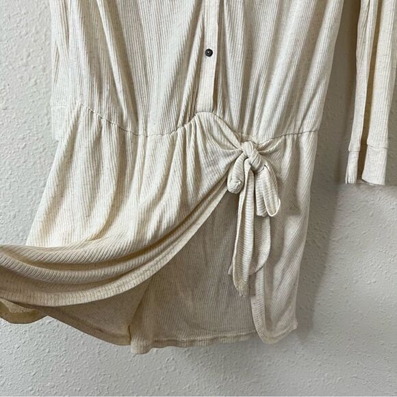 Free People X REVOLVE Lively Long Sleeve Romper Cream Oatmeal Size Medium - Picture 6 of 10